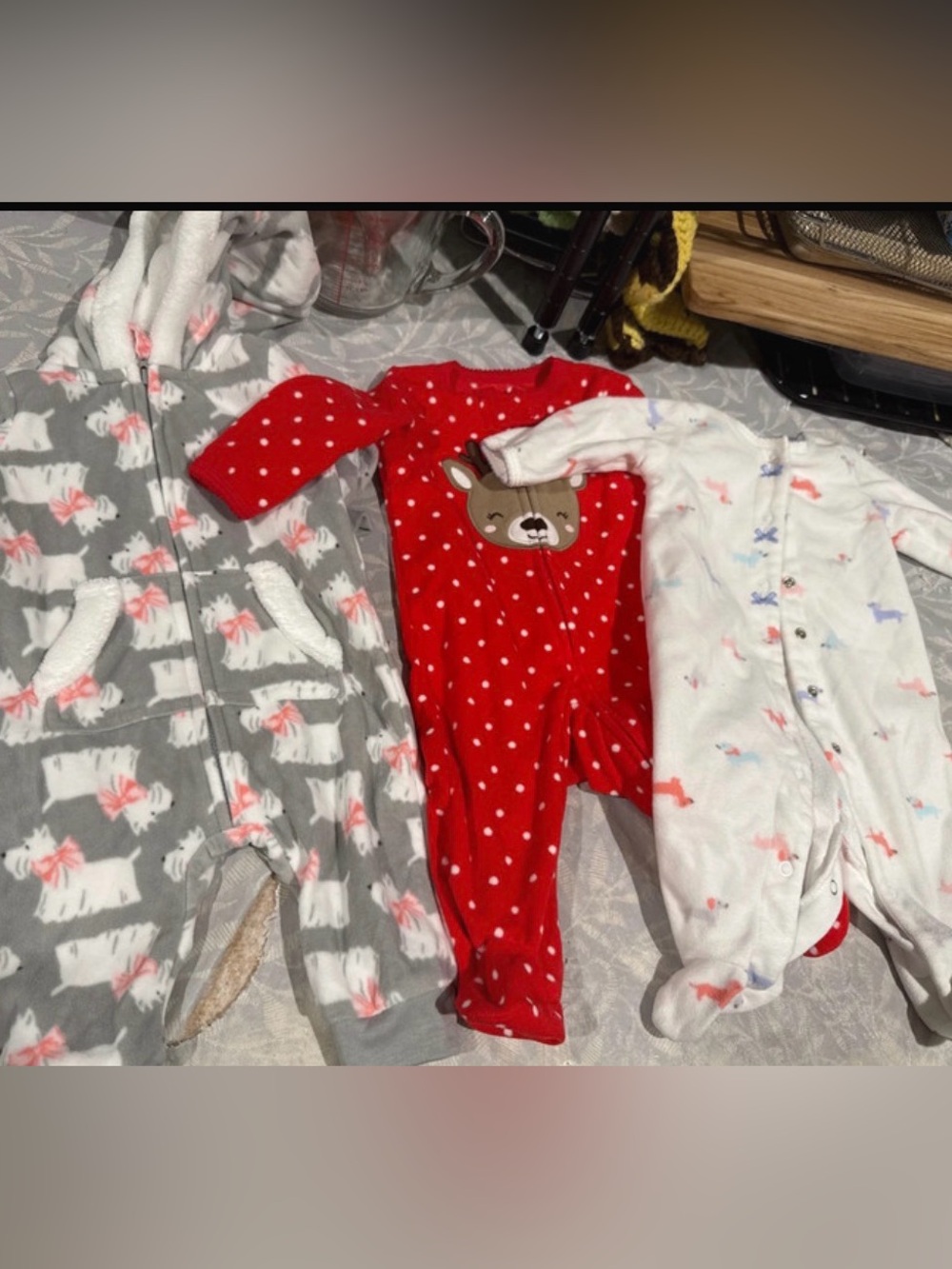 3 carters fleece sleepers one hooded suit